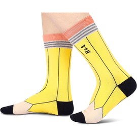 Crazy Socks for Women Teen Girls, Funny Teacher Socks, Crazy Wacky Pencil Gifts for Women Girl, Back to School Gifts