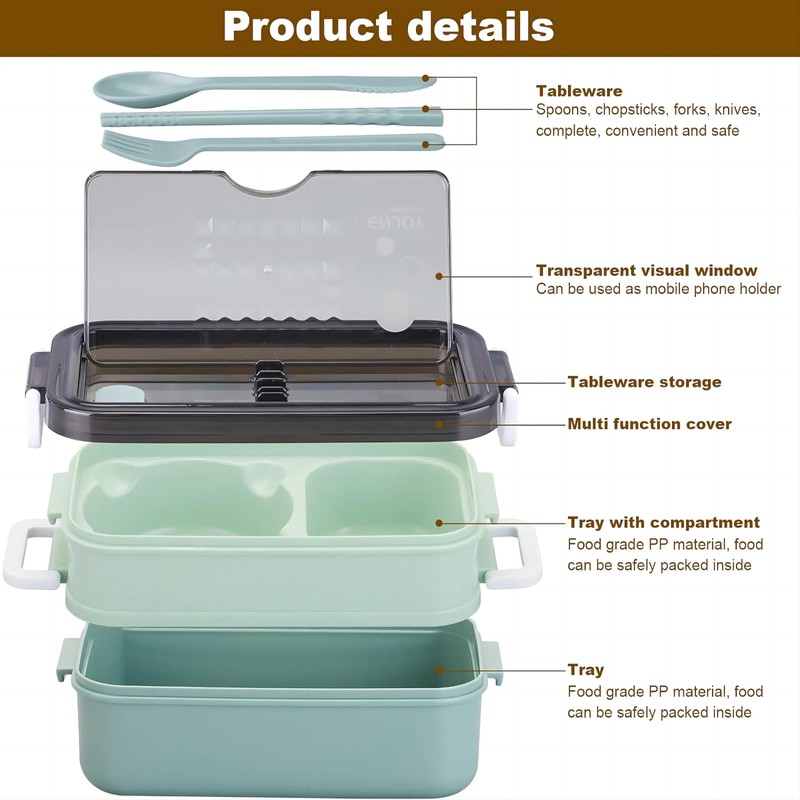 Silanit Bento lunch box, japanese-style high-capacity double stack, microwave oven