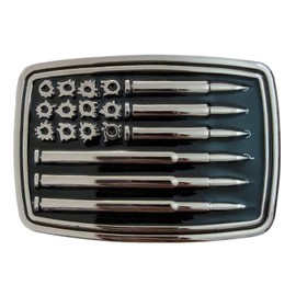 LKKLUYIC Western Belt Buckles for Men Cowboy Belt Buckle American Bullet Flag Belt Buckles Men Silver