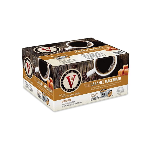 Victor Allen Coffee, Caramel Macchiato Single Serve K-cup, 80 Count (Compatible with 2.0 Keurig Brewers)