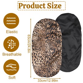 2 Pcs Satin Hair Bonnets for Sleeping, Silk Bonnet Sleeping Extra Long Sleep Cap, Elastic Leopard Sleepings Bonnets for Curly Hair Shower Caps for Women Girls