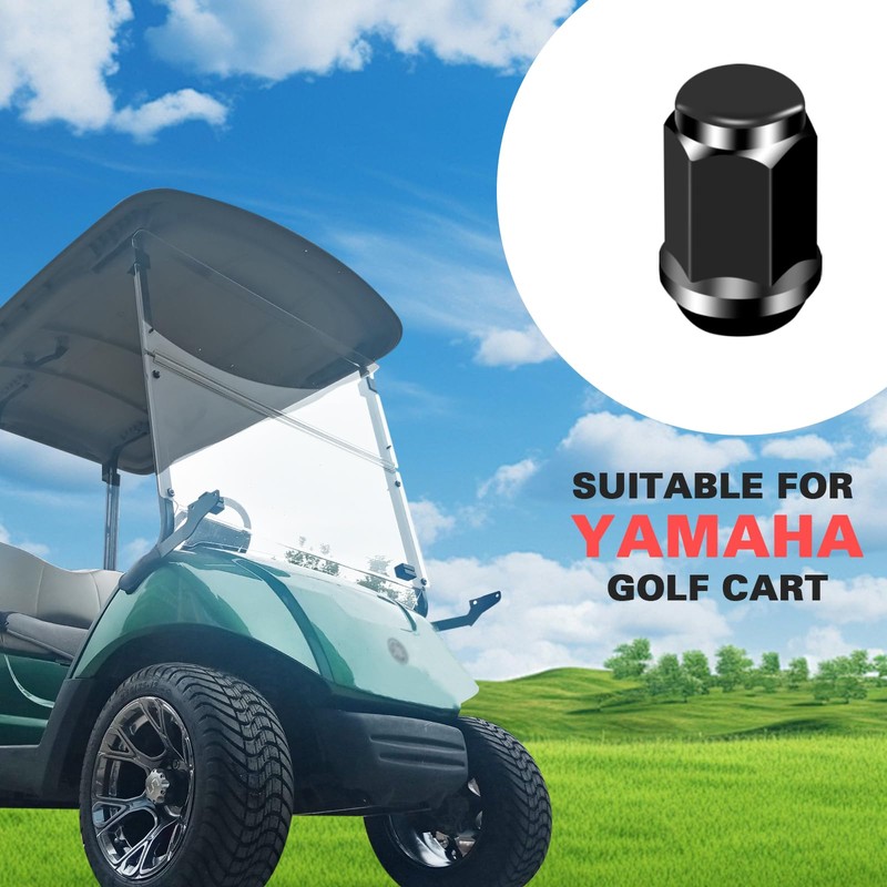 Orle Oko Golf Cart Black Lug Nuts for Yamaha/GEM, Metric