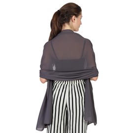 World of Scarfs Chiffon Scarves Shawls Wraps for Wedding Party Special Occasions Big Size 90 x 190 Cms (Lead Grey)