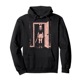 Creepy Girl Bunny Mask Slasher Pastel Goth Anime Horror Pullover Hoodie