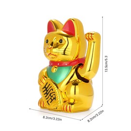 FIOTOK Maneki Neko, Lucky Fortune Cat, Japanese Lucky Cat with Waving Arm Gold Battery Operated(Battery Cover Included)