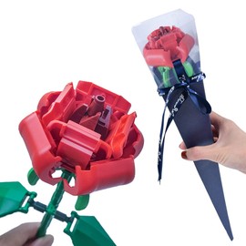 MOC LINK Unique DIY Artificial Rose Flower Bouquet Building Kit Flowers, Decoration Creative Idea Stacking Blocks Gifts Creative Project for Her Women Aniversary Birthday