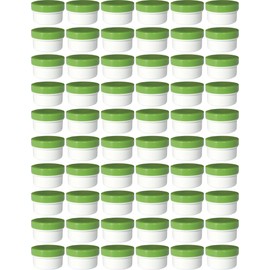 60 Ointment Containers, Cream Jars, Ointment Jars, 6 ml Contents with Green Lids, Made in Germany