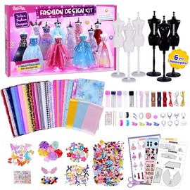 ONE TO FOUR 800+ piezas - Kit de diseño de moda para niñas con 6 maniquíes - Kit de manualidades y artesanías - Kit de costura para niños de 8 a 12 años - Regalo para niñas de 6, 7, 8, 9, 10, 11, 12