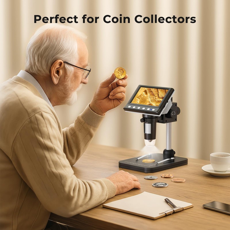 Aikokkl 4.3 Inch LCD Digital Microscope, 1000X USB Magnifier with