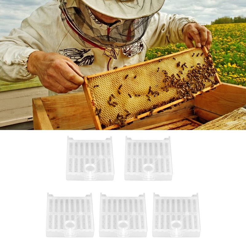 Duokon Pack of 5 Queen Bee Cages, Plastic Bee Queen