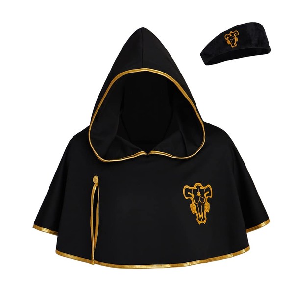 SFWXCOS Black Cloak Robe Cape Hooded Cloak with Headband for Men