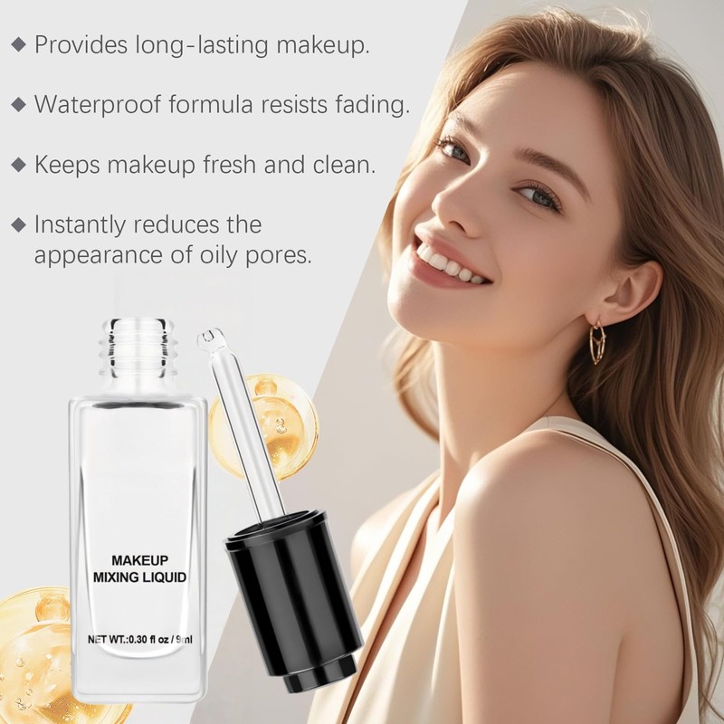 9ml Waterproof Clear Mix Makeup Dilution,Makeup Mixing Liquid,Cosmetic Thinner,M/akeup Transformer