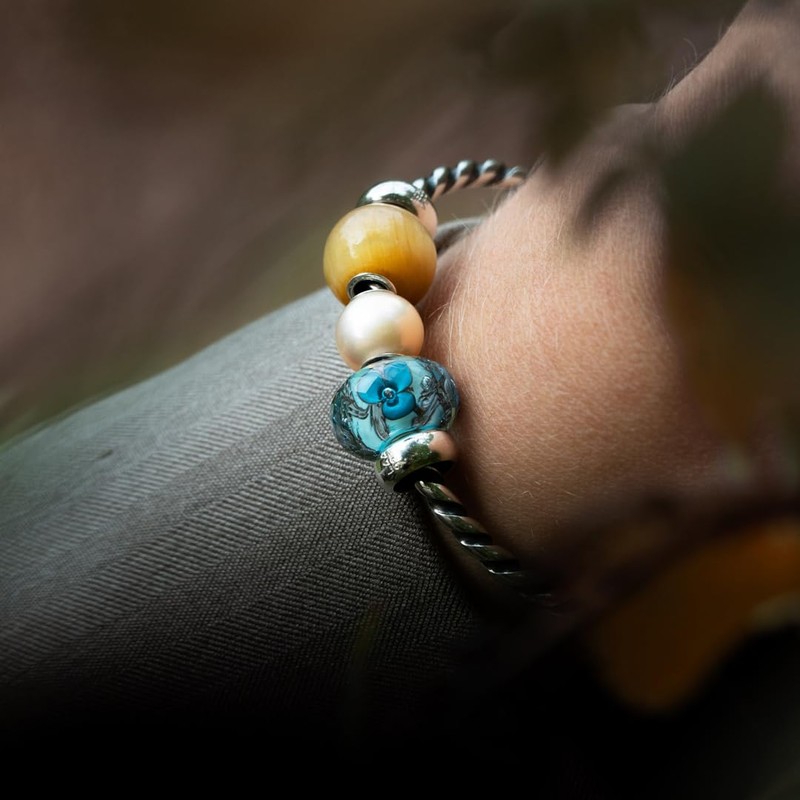 Trollbeads Jumbo Round Gemstone Beads, Sterling Silver, Tiger Eye