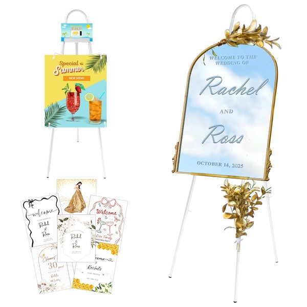 Gold Easel Stand for Signs, 42"–57" Height Adjustable, Lockable at