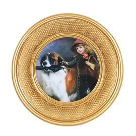 Kangce Vintage Gold Picture Frame 3x3 - Antique Small Round Frame with Beaded Border - Ornate Tabletop and Wall Mount for Old Fashioned Gallery Wall Art