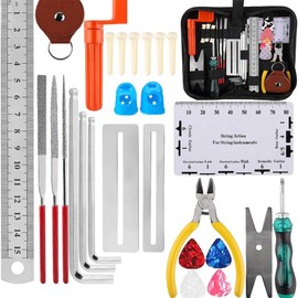 FGXY 28PCS Guitar Repairing Maintenance Tool Kit, Stringed Instrument Guitar Ukulele Bass Mandolin Banjo Cleaning Maintenance Accessories Set Guitar Tools Gift Idea for Music Instrument Enthusiast