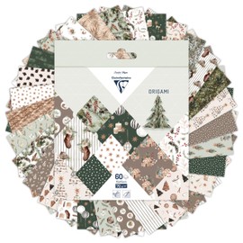 Clairefontaine 95638C - 60 Sheets of Origami Paper 70gsm Cosy Christmas Collection, Size 15x15cm, 30 Assorted Colourful Patterns (2 Sheets per Pattern), Adult and Children's Arts & Crafts