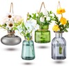 Wonderjune 4 Pcs Stained Glass Hanging Vases Hanging Glass Planters