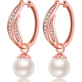 Pearl Earrings Pearl Drop Earrings for Women Silver Pearl Drop Earrings Large Rose Gold
