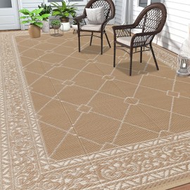 HEBE Outdoor Rug 9'x12' for Patios Waterproof Clearance Reversible Patio Mat Plastic Straw Rug RV Camping Mat Outside Area Rug Carpet for Camping RV,Porch,Deck,Balcony,Camper,Backyard