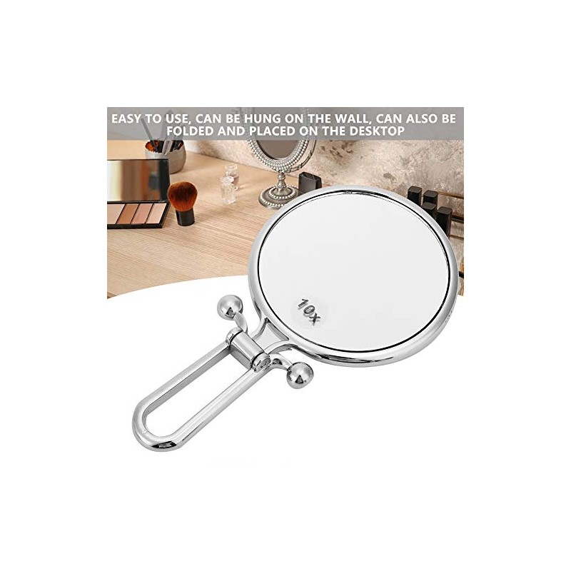 Espejo de Maquillaje Doble Cara Iluminado 10x Plegable para Viajes