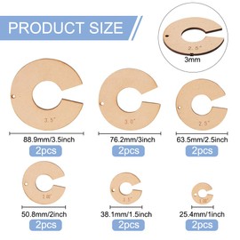 BENECREAT 12pcs Pom Pom Maker Wood Pompom Maker Tool 1/1.5/2/2.5/3/3.5 Inch Pom Ball Craft Tool Set for Needle Craft DIY Wool Knitting Craft