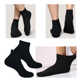 MANARC Men Cotton Ankle Socks Mesh Breathable Soft Comfortable Durable Double Layer Cushioned Reinforced Seamless Anti Slip With Ribbed Instep For A Firm Grip. 3 Pack Black.