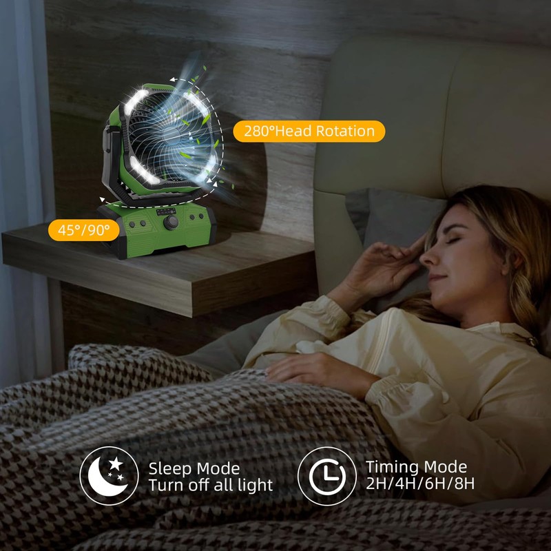 ELZO 30000mAh Camping Fan with LED Light, Max 70H Working,