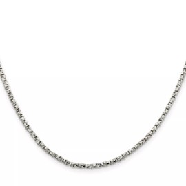 GlittersandGold Sterling Silver 2.25mm Twisted Box Chain Necklace