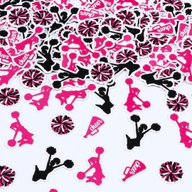 Cheerleading Party Decorations, Cheerleading Table Decorations, Cheerleading Table Confetti for Girls, Pink Cheerleader Theme Party Stickers, 200 Pieces We Have Spirit