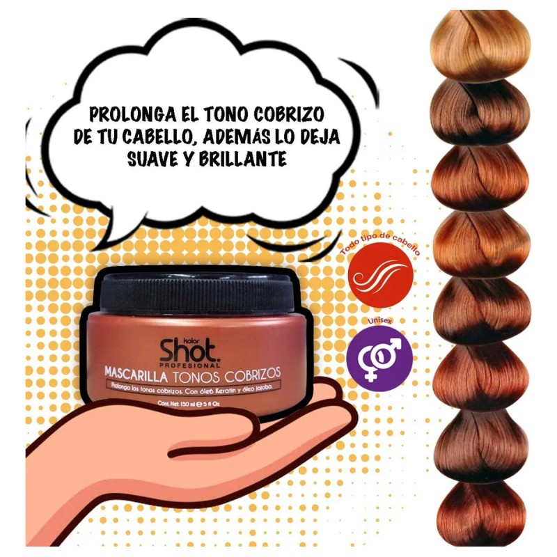 Mascarilla Capilar Matizador Cobrizo Kolor Shot Con Keratina