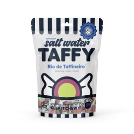 Taffy Shop Rio de Taffinerio, Guarana acai lime Salt Water Taffy Gourmet Soft Chewy Candy, Bulk Sweet Snack, Fresh Gift & Gluten-Free, 35 Individually Wrapped Pieces (7oz)