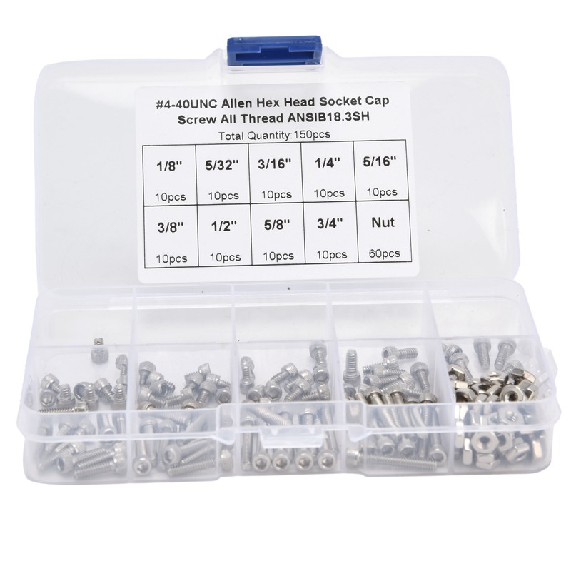 150Pcs Hex Socket Screw Nut Set Stainless Steel CorrosionResistant Industrial
