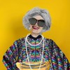 5 Pack Grey Old Lady Wig Granny Glasses Sequin Long