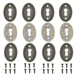 yukata Bronze Oval Vintage Keyhole Covers Door Cover Key Plate 1.38x0.9inch for Cabinet Door Dresser Drawers Desk Furniture Hardware with Screws 12PCS (Bronze)