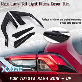 x xotic tech Exterior Rear Tail Light Eyelid Bezel Frame Cover Trim, Glossy Black, Compatible with Toyota RAV4 2019 2020 2021 2022 2023 2024 2025