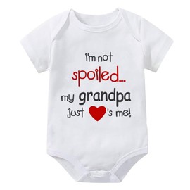 WOOYONGING I'm Not Spoiled My Grandpa Just Loves Me Newborn Clothes Unisex Short Sleeve Take Home Outfit White Baby Girl Romper 3 Month
