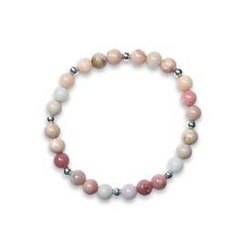 Majas Perlen Rosa Opal Armband Perlen echt 6mm mit Sterling Silber 925 Perlen - passend Größen 15-17cm - Handmade Perlenarmband Lebenskraft Kreativität und Ruhe - Spiritueller Schmuck Damen