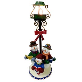Three Snowman Reading Book Tea Light Holder