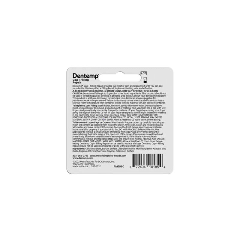 D.O.C. Dentemp Maximum Strength Loose Cap and Lost Filling Repair