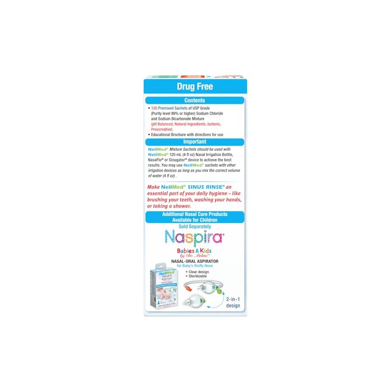 NeilMed's Sinus Rinse Pre-Mixed Pediatric Packets, 120-Count Boxes (Pack of