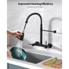 Matte Black Wall Mount Kitchen Sink Faucet 2 Handles, 8