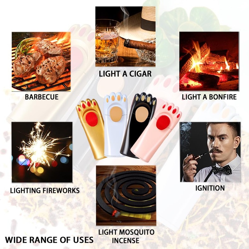 Cute Cat Butane Lighter, Creative Cat Paw, Refillable Butane Torch,