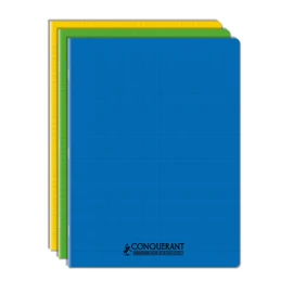 CONQUERANT Conquérant Set of 3 Classic Notebooks 24 x 32 cm Large Squares Seyès 48 Stapled Pages Assorted Colours