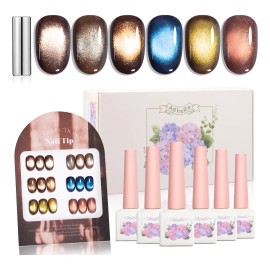 Esmaltes Uñas Gel Efecto Ojo Gato 6 Units 12 Ml+ Iman