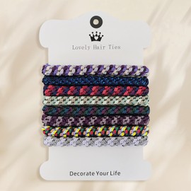 CLINTT 8 Pcs Elastic Hair Ties for Women & Girls, Cotton - Woven, Suitable for Curly or Thick Hair, Mixed Colors 2