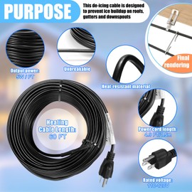 Copkim 2 Rolls 120 Feet Roof Gutter Snow Deicing Cable 120V Heating Cable Heated Pipe Cable for Roof Ice Melting Freeze Protection