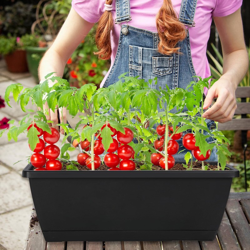 Lysjtsr 12Pcs 17Inches Rectangle Planter Box with Drainage Holes and