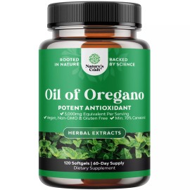 Vegan Wild Oregano Oil Softgels - Super Concentrated for Gut Heart Detox 120ct