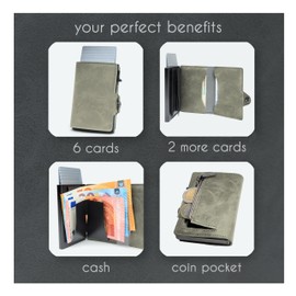 slimfin® Slim Wallet with Coin Compartment - Card Holder - Men's Wallet - Wallet - Wallet - Card Holder Small / Mini with RFID Protection - Unisex, Sand Green, Minimalist